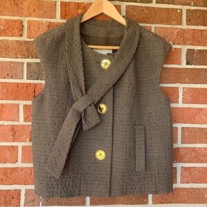 Michael Kors Women’s Brown Tweed Cropped Waistcoat Vest Top Size 6